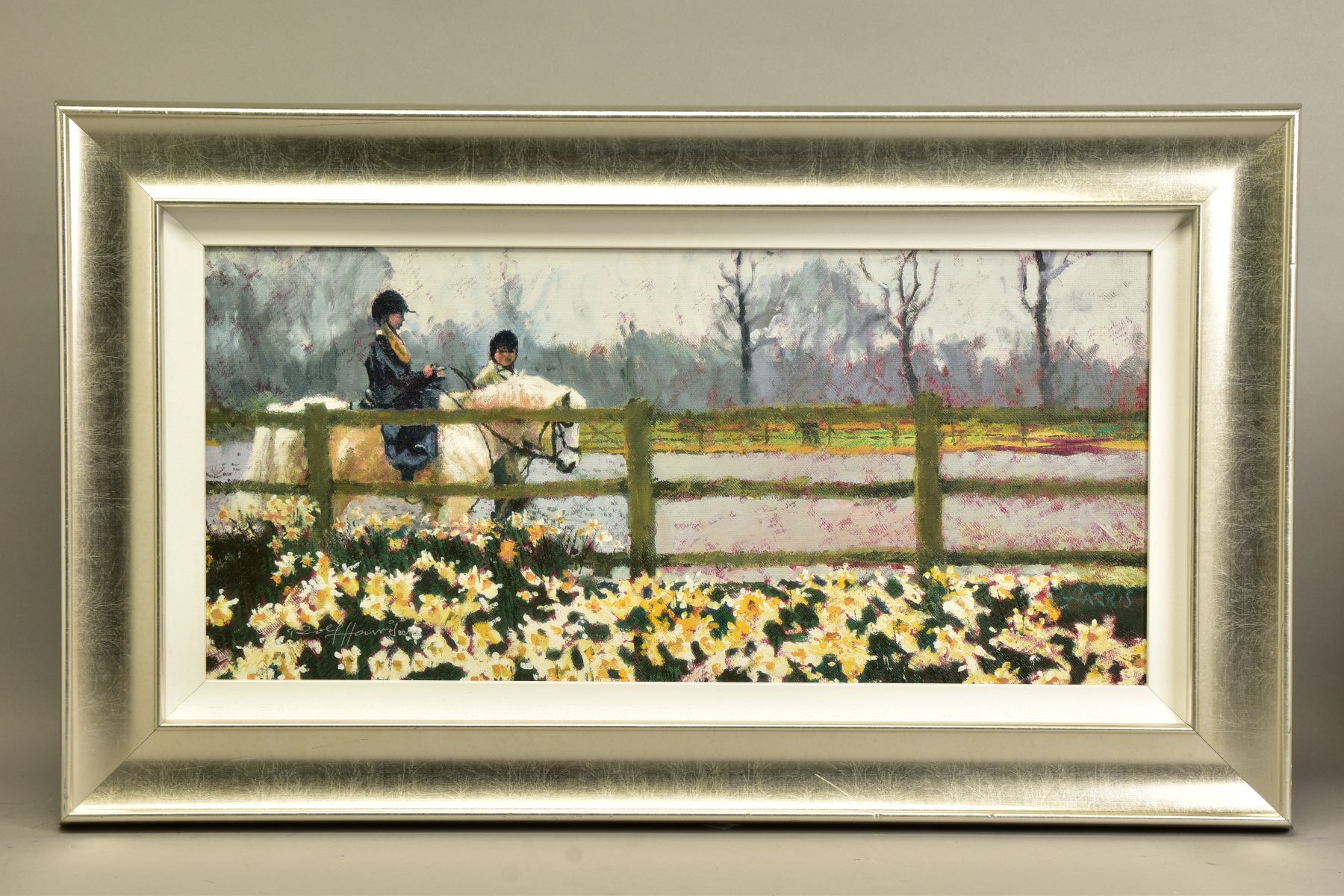 ROLF HARRIS (AUSTRALIAN 1930), 'RIDING IN THE SPRING', a limited edition print of a child riding a