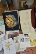 A COLLECTION OF DRAWINGS, WATERCOLOURS AND PRINTS, etc, produced by at least three artists - Tom