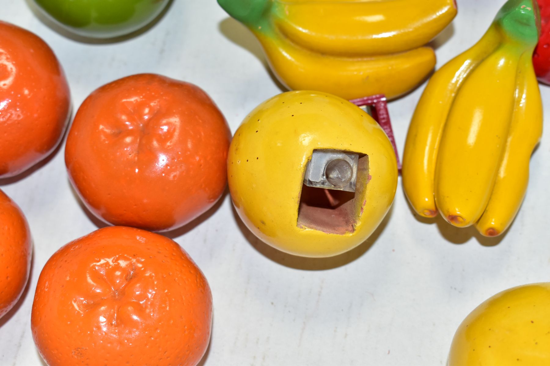 A BOX OF NOVELTY PENCIL SHARPENERS IN THE FORM OF FRUIT, the painted plaster fruit modelled as - Image 6 of 6