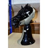 A CONTEMPORARY MURANO GLASS SCULPTURE OF A HORSE'S HEAD 'TESTE CAVALLIER', the upper half black, the