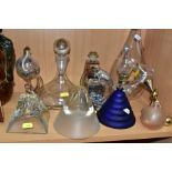 A SMALL COLLECTION OF GLASSWARE, including a decanter and stopper, the decanter with etched