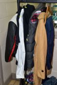 MENS CLOTHING to include a leather motorcycle jacket, size 46, assorted jeans, sizes 34 to 40 waist,