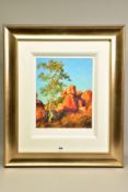 ROLF HARRIS (AUSTRALIAN 1930) 'SINGLE GUM TREE AND DEVIL'S MARBLES', a limited edition print of an