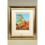 ROLF HARRIS (AUSTRALIAN 1930) 'SINGLE GUM TREE AND DEVIL'S MARBLES', a limited edition print of an