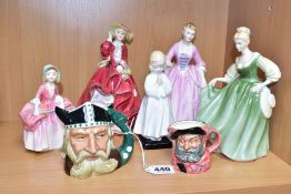 A GROUP OF ROYAL DOULTON, comprising two character jugs 'Viking' D6502 and 'Falstaff' D6519, and