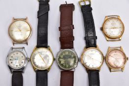 A COLLECTION OF GOLD PLATED HAND WOUND WRISTWATCHES, to include names such as Regency, Olma, Enicar,