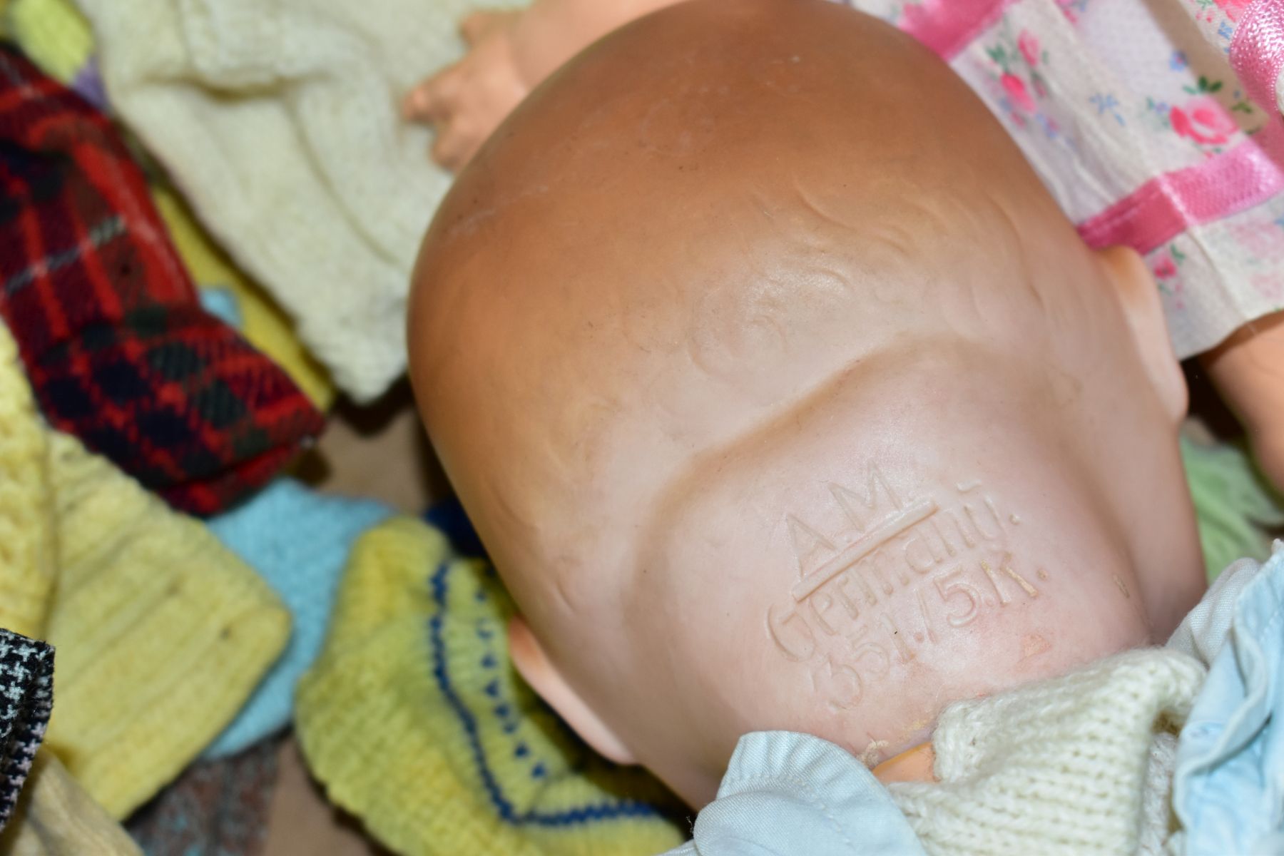 AN ARMAND MARSIELLE BISQUE HEAD BABY DOLL, nape of neck marked 'A.M. Germany 35I./5K', sleeping - Bild 6 aus 12