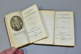 ANTIQUARIAN BOOKS, TWO VOLUMES OF Lusiadas de luis de camoens, printed 1805, Lisboa