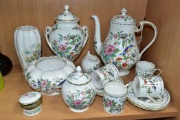 A GROUP OF AYNSLEY COFFEE WARES, VASES AND TRINKETS, comprising 'Pembroke' pattern coffee pot (