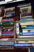 BOOKS, approximately seventy five titles in four boxes, including a large edition of A Dictionary of