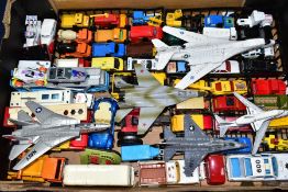A QUANTITY OF UNBOXED AND ASSORTED PLAYWORN DIECAST VEHICLES, to include Matchbox, Corgi, Corgi