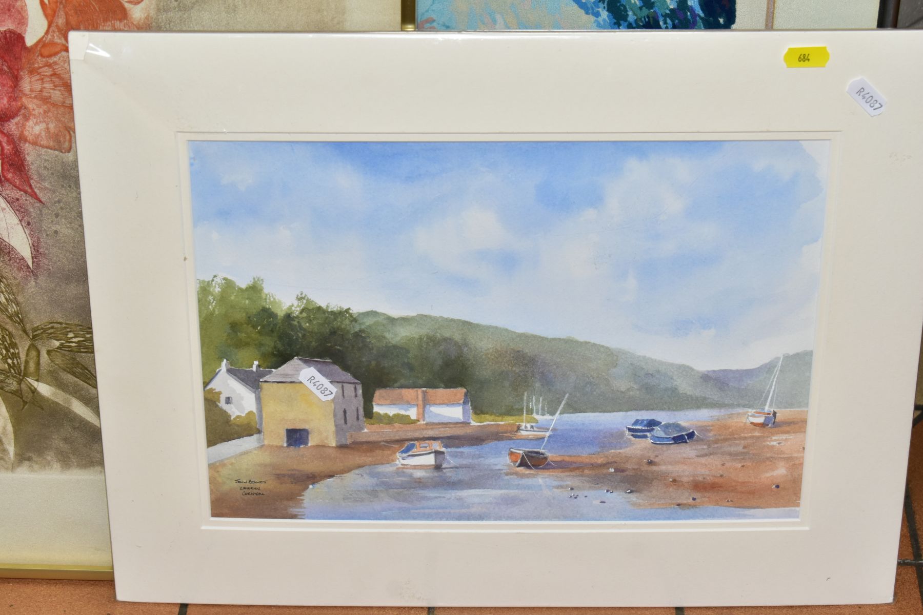 PAINTING AND PRINTS, comprising John Bennett watercolour of Lerryn in Cornwall, size approximately - Image 2 of 3