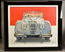 ROZ WILSON (BRITISH 1960) '1955 JAGUAR XK140 ROADSTER', a study of a classic British Sports car,