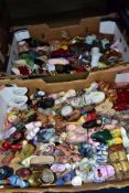 TWO BOXES OF MODELS OF MOSTLY LADIES SHOES, in ceramic, resin, metal, etc, includes 'Just The