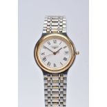 A GENTS 'LONGINES' QUARTZ WRISTWATCH, round white dial signed 'Longines', date window at the three