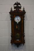 A LATE VICTORIAN GUSTAV BECKER VIENNA WALL CLOCK, with an eagle pediment, the 6 inch dial with