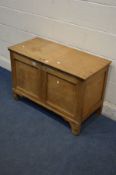 A LATE VICTORIAN PINE BLANKET CHEST, on bracket style feet, width 93cm x depth 44cm x height 92cm (