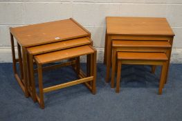 TWO MID 20TH CENTURY TEAK NEST OF THREE TABLES