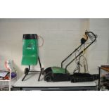 A GARDENLINE GVM-600 LAWN SCARIFIER with grass box and a Performance Power Garden Chipper (both