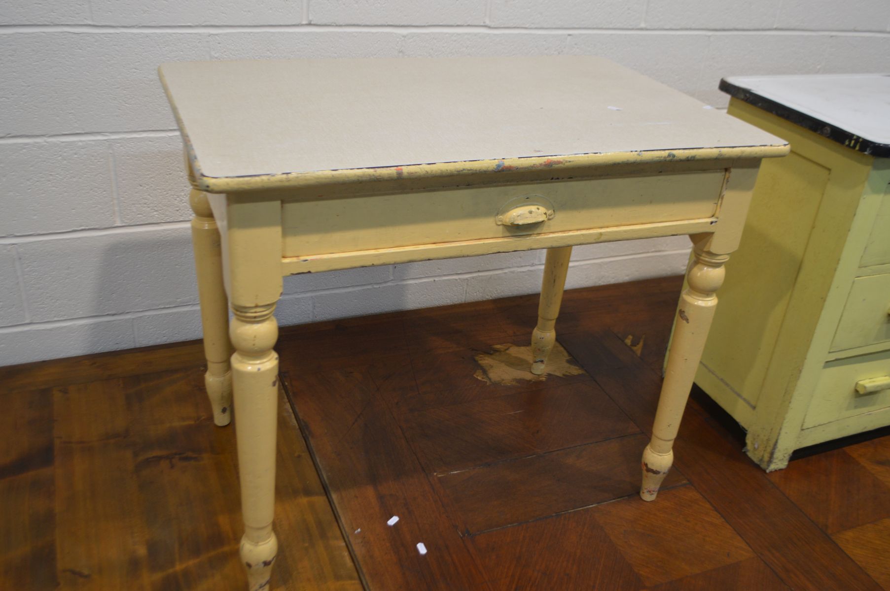 A LARGE FRENCH PARQUETRY TOPPED DRAW LEAF TABLE, on large turned legs, extended length 306cm x - Image 3 of 7