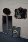 A FOLIATE GILT WOOD OVERMANTEL MIRROR, along with six various other wall mirrors (7)