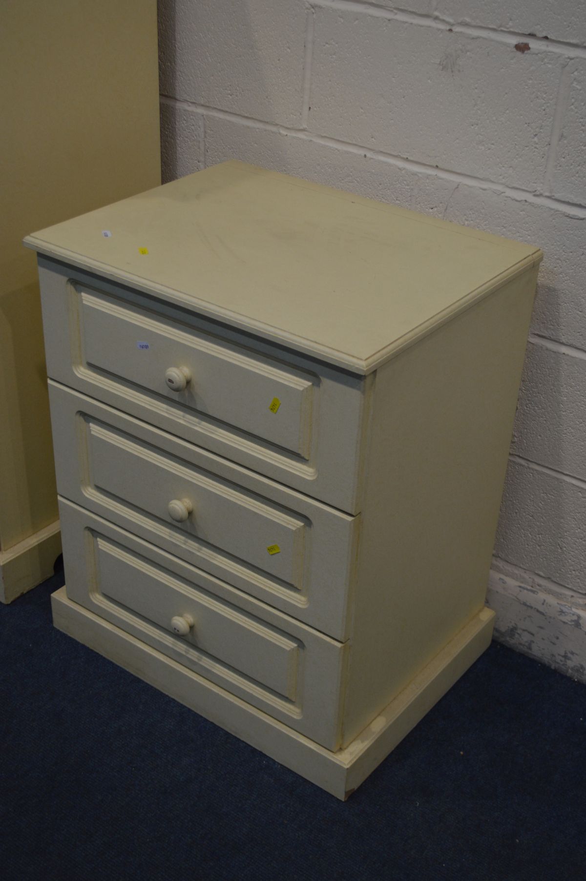 A MODERN TWO PIECE BABY CHANGING STORAGE CABINET, with double cupboard doors enclosing a slide, - Image 4 of 5