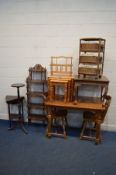 A QUANTITY OF OCCASIONAL FURNITURE, to include a beech kitchen table and two chairs, a pine nest