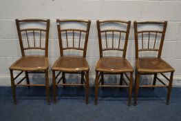 A SET OF FOUR BENTWOOD STYLE BEECH CHAIRS (treated woodworm)