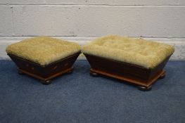 TWO MAHOGANY TAPERED FOOTSTOOLS (2)