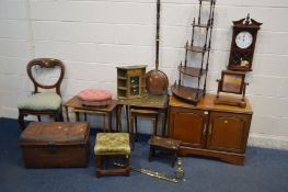 A QUANTITY OF OCCASIONAL FURNITURE, to include a cherrywood two door cabinet, two nest of tables (