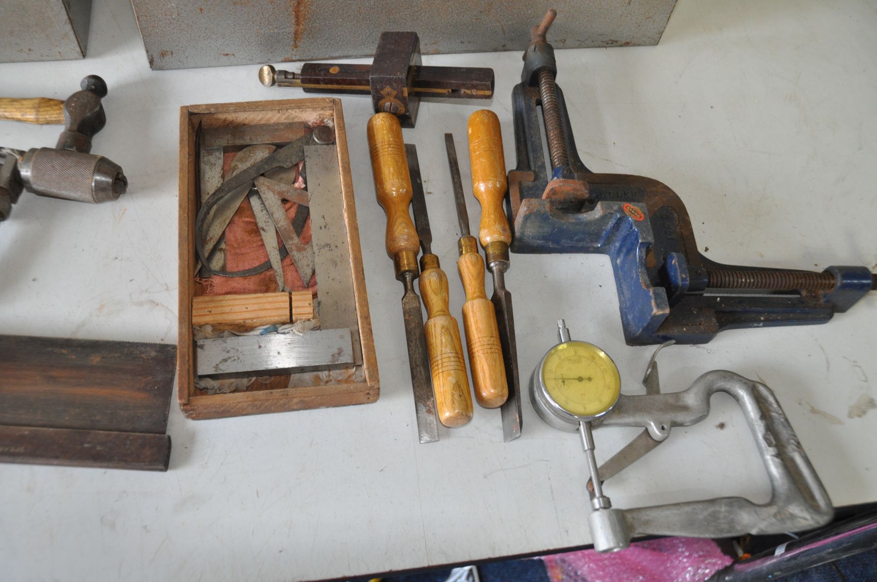 TWO METAL LIDDED BOXES containing carpenters tools including a boxed Stanley No4 plane, a boxed - Image 3 of 5