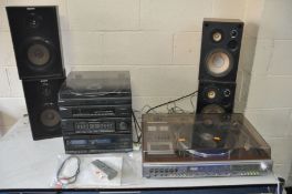 AN AIWA AF-5050 MUSIC CENTRE with a pair of Aiwa SC-50 speakers and manual together with a Sony SS-A