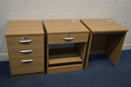 A SET OF THREE MODERN BEECH HOME OFFICE FURNITURE, manufactured by R White cabinets Ltd to include a