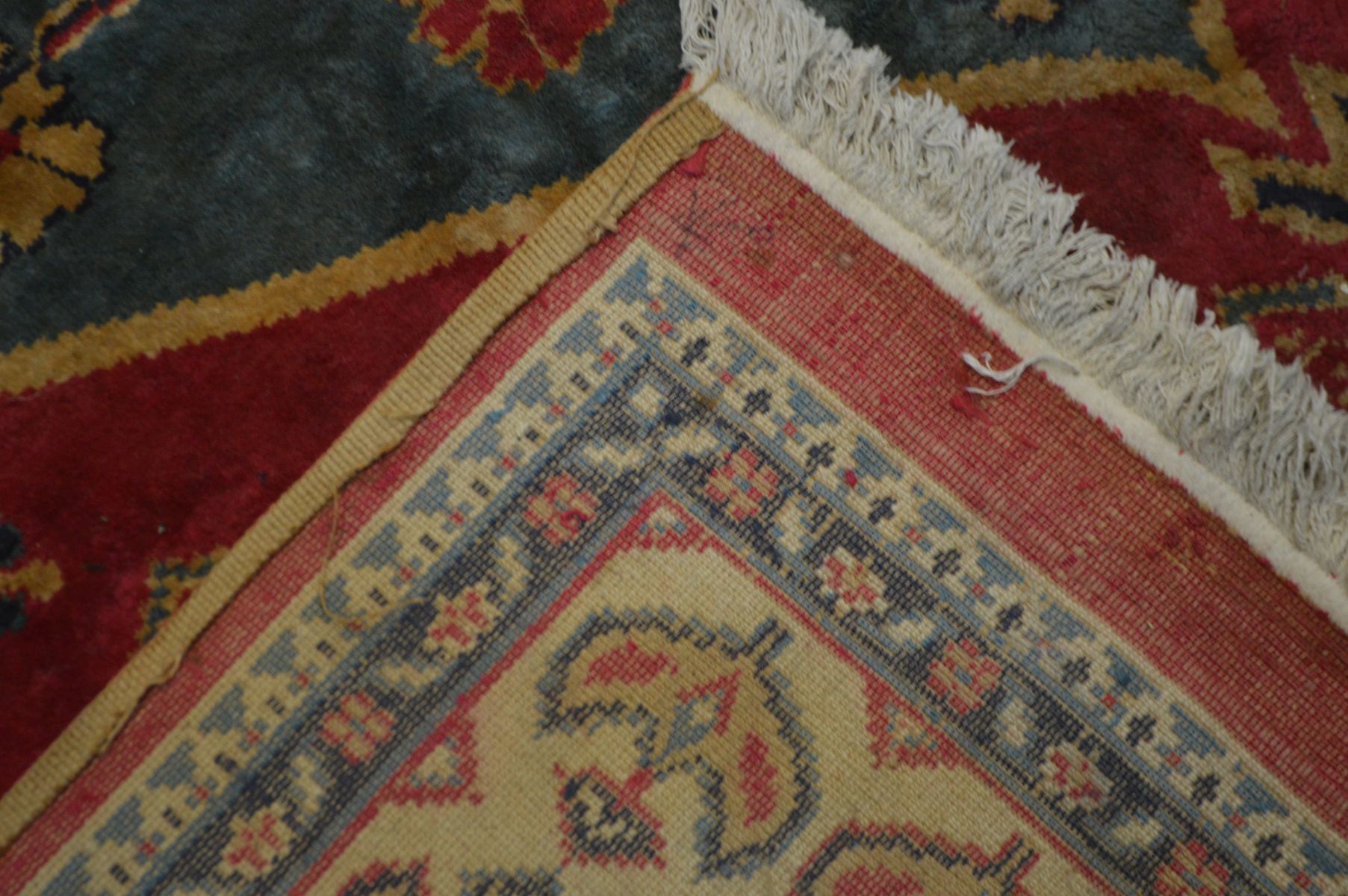 A WOOLLEN RED GROUND SARAB RUG, 276cm x 183cm (staining) and two Chinese rugs (3) - Image 4 of 5