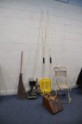 A COLLECTION OF VINTAGE COLLECTABLES including a military folding medical chair, two more recent