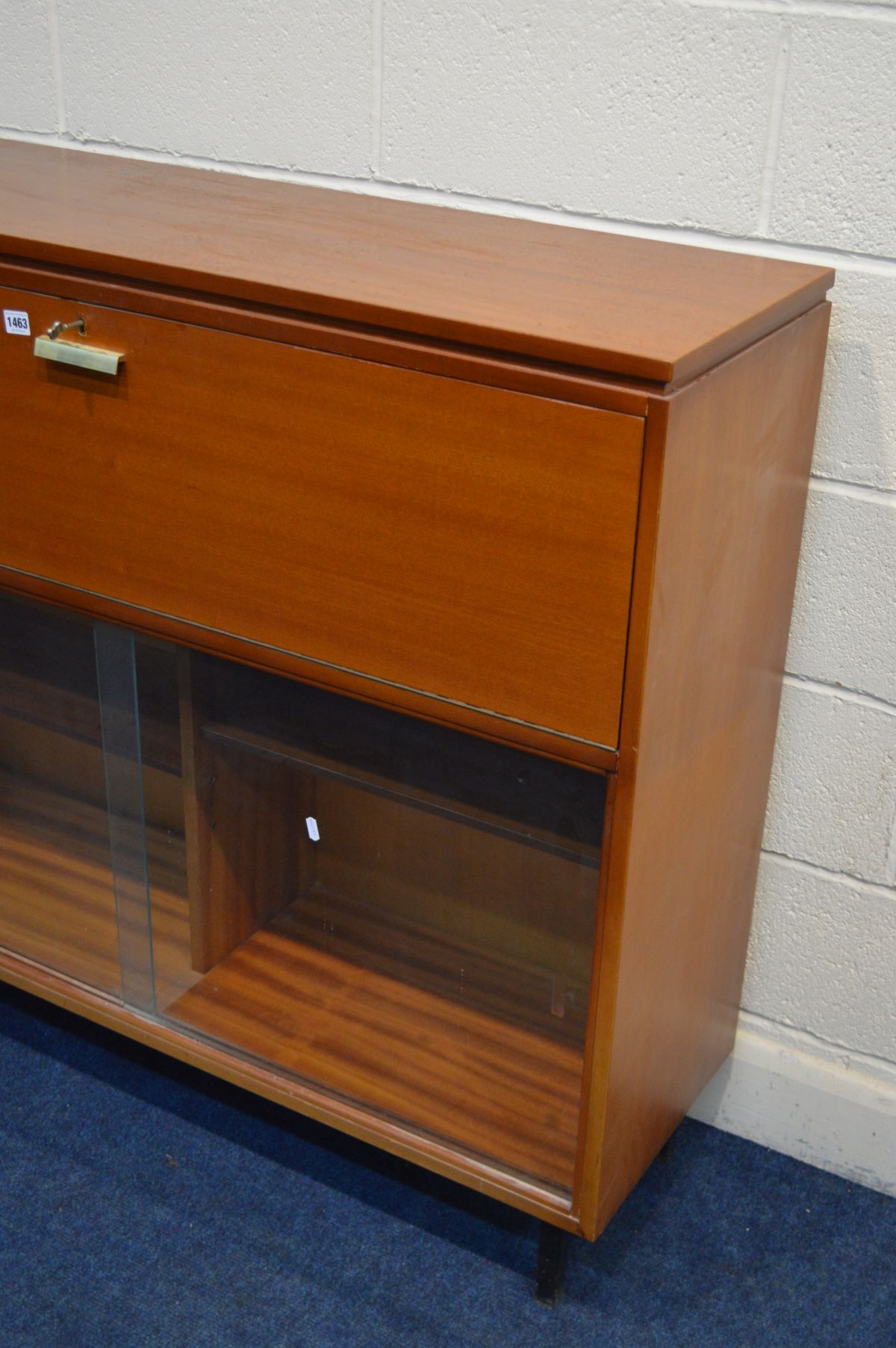 A MID 20TH CENTURY TEAK BOOKCASE/COCKTAIL CABINET, width 121cm x depth 37cm x height 108cm (key) - Image 2 of 3