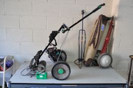 A HILL BILLY ELECTRIC GOLF TROLLEY with charger and one battery (charger PAT pass and working but