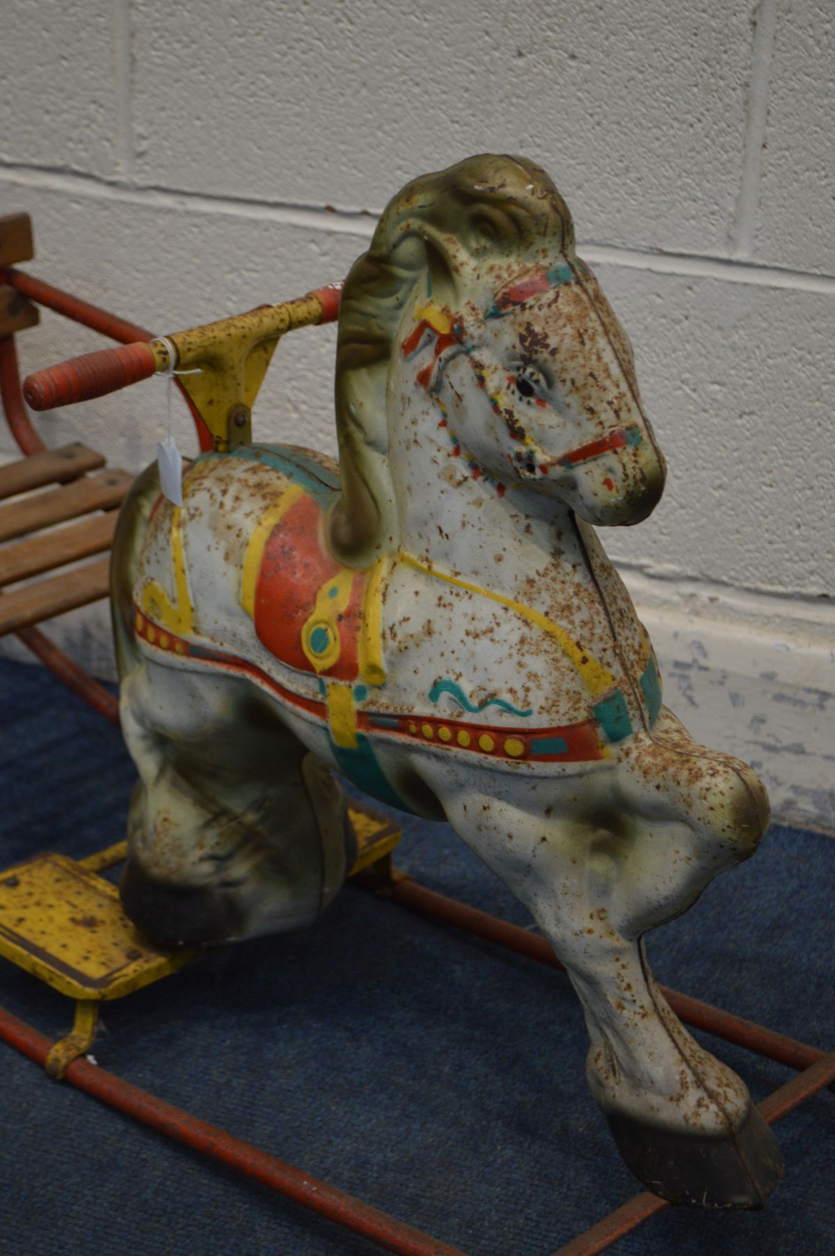 A VINTAGE MOBO CHILDS ROCKING HORSE, with slatted seat - Image 2 of 3