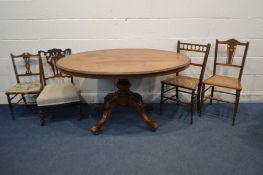 A LATE VICTORIAN WALNUT AND INLAID OVAL LOO TABLE, length 135cm x depth 97cm x height 73cm and