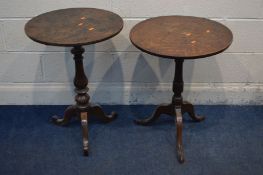 TWO GEORGIAN CIRCULAR TOPPED TRIPOD TABLES