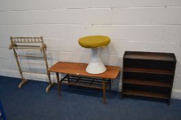 A NATHAN TEAK COFFEE TABLE on square tapering legs, width 106 x depth 41cm x height 46cm, together