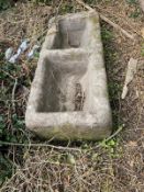 A RECTANGULAR SANDSTONE TWIN TROUGH, Length 128cm x depth 55cm x height 35cm (situated at property