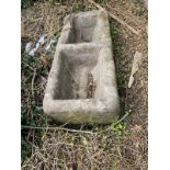A RECTANGULAR SANDSTONE TWIN TROUGH, Length 128cm x depth 55cm x height 35cm (situated at property