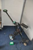 A HILL BILLY COMPACT PLUS ELECTRIC GOLF TROLLEY with battery and charger (PAT pass and working)