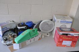 A HOOVER BLAZE VACUUM CLEANER, Black and Decker dustbuster, Rexel home shredder, 10 inch fan and a