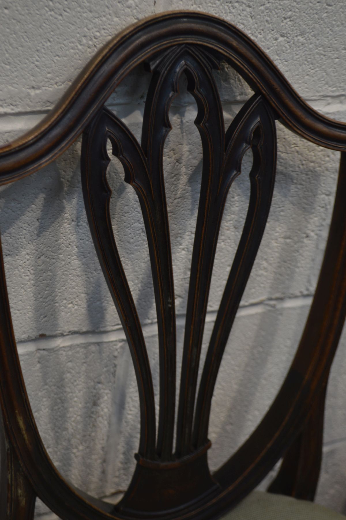 A SET OF FOUR 19TH CENTURY MAHOGANY CHAIRS, with a gothic style back, needlework upholstery on - Image 3 of 4