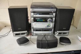 AN AIWA Z-HT33 HIFI with a PX-E860 Turntable, 2 front speakers and 3 satellite speakers (PAT pass