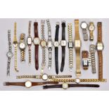 A BAG OF ASSORTED LADIES WRISTWATCHES, twenty watches in total, mostly quartz movements, variety