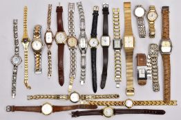 A BAG OF ASSORTED LADIES WRISTWATCHES, twenty watches in total, mostly quartz movements, variety