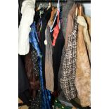 A COLLECTION OF LADIES CLOTHING AND ACCESSORIES, together with a small quantity of gentlemen's